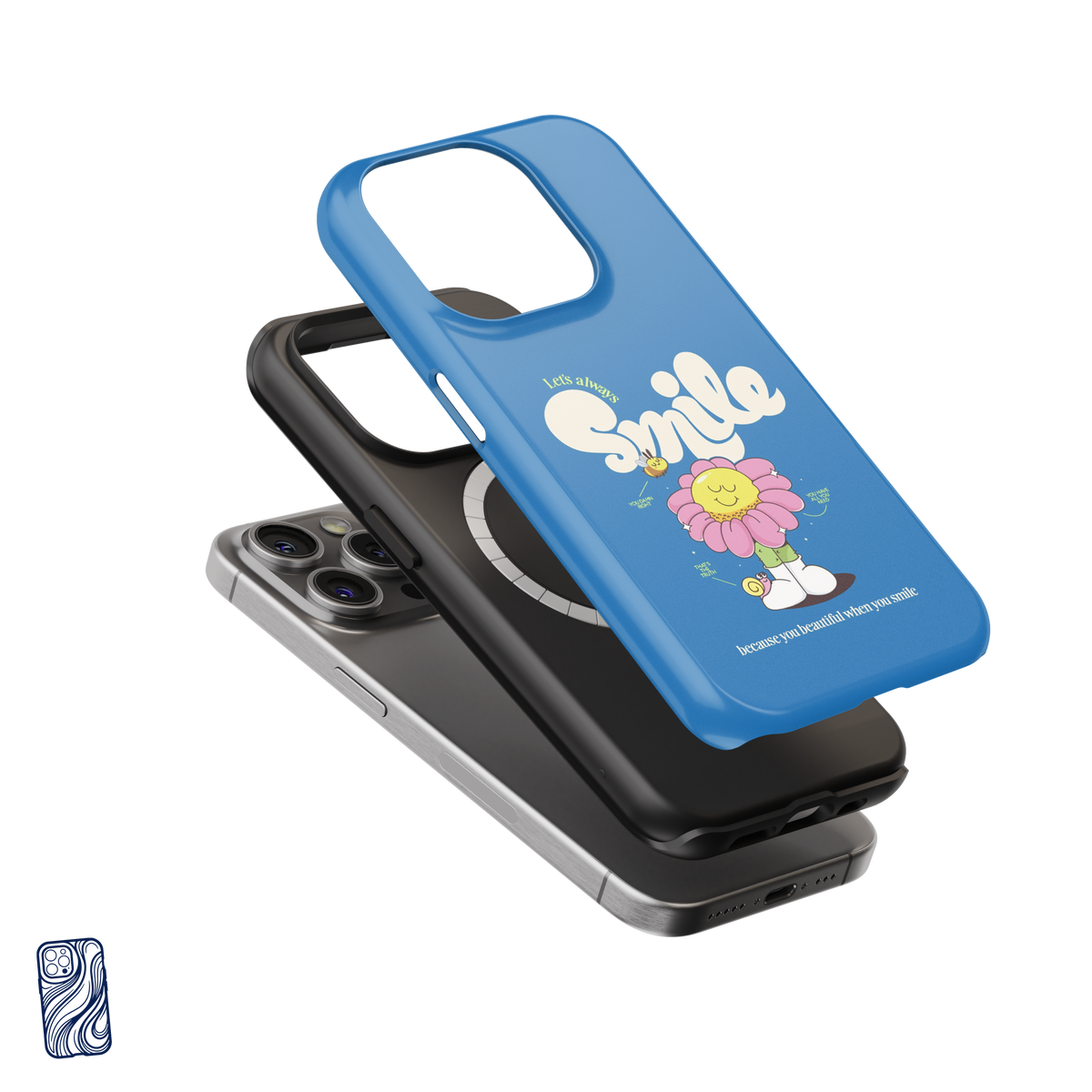 Always Smile Joyful Blue premium iPhone case - view 4