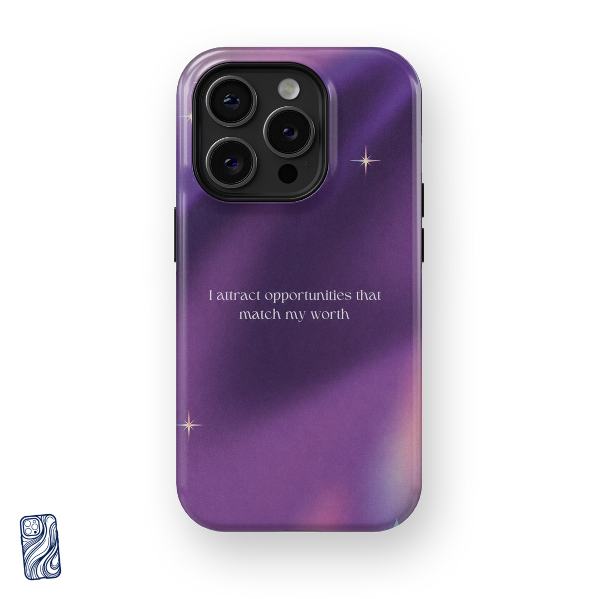Match My Worth Cosmic Violet premium iPhone case with the affirmation I attract opportunities that match my worth
