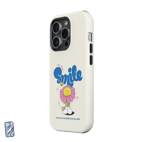 Always Smile Vanilla premium iPhone case side view showing camera and button protection