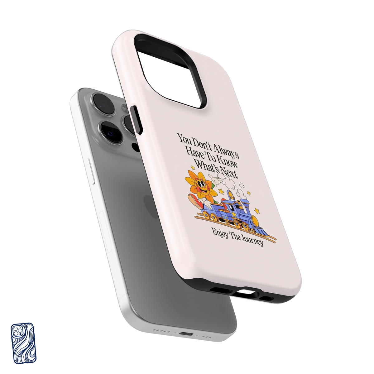 Enjoy The Journey CoverShell iPhone case in Soft Blush shown separated from iPhone