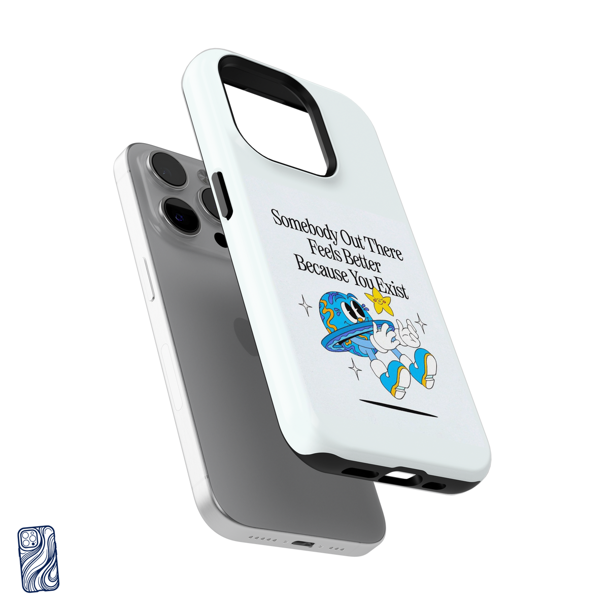Because You Exist Cloud White CoverShell iPhone case shown separated from iPhone