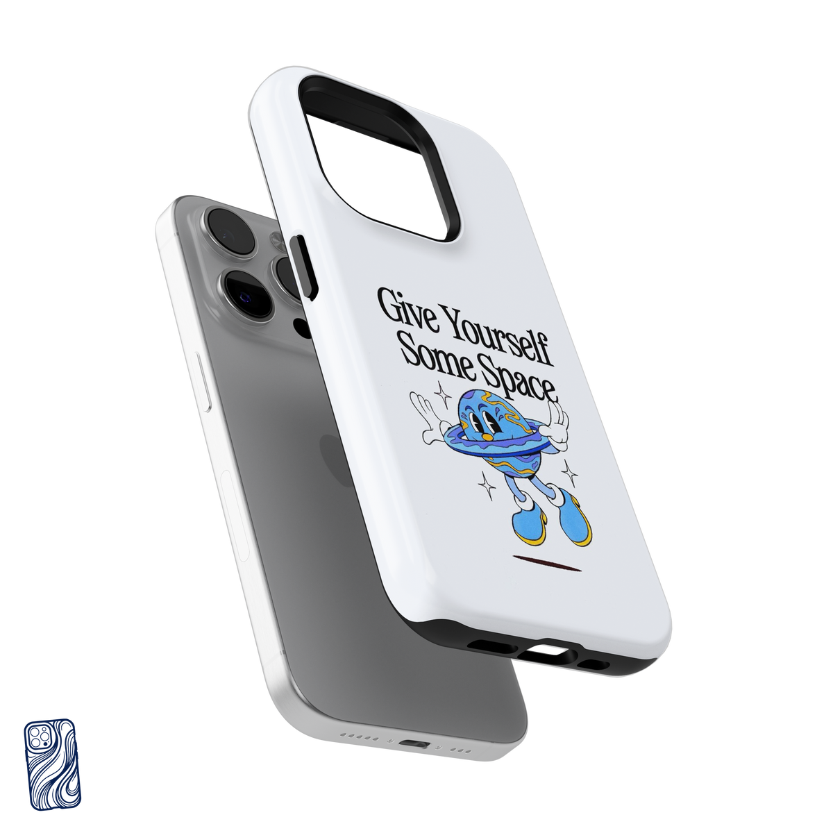 Some Space Cloud White CoverShell iPhone case shown separated from iPhone