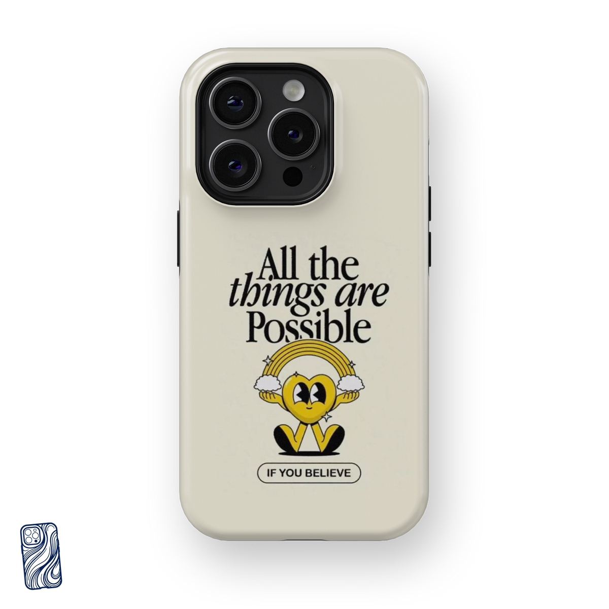 All Things Possible Vanilla Cream premium iPhone case from the CoverShell Smile Club Collection
