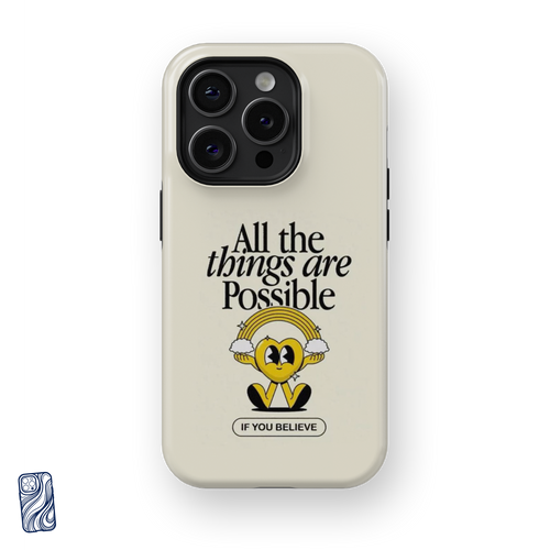All Things Possible Vanilla Cream premium iPhone case from the CoverShell Smile Club Collection
