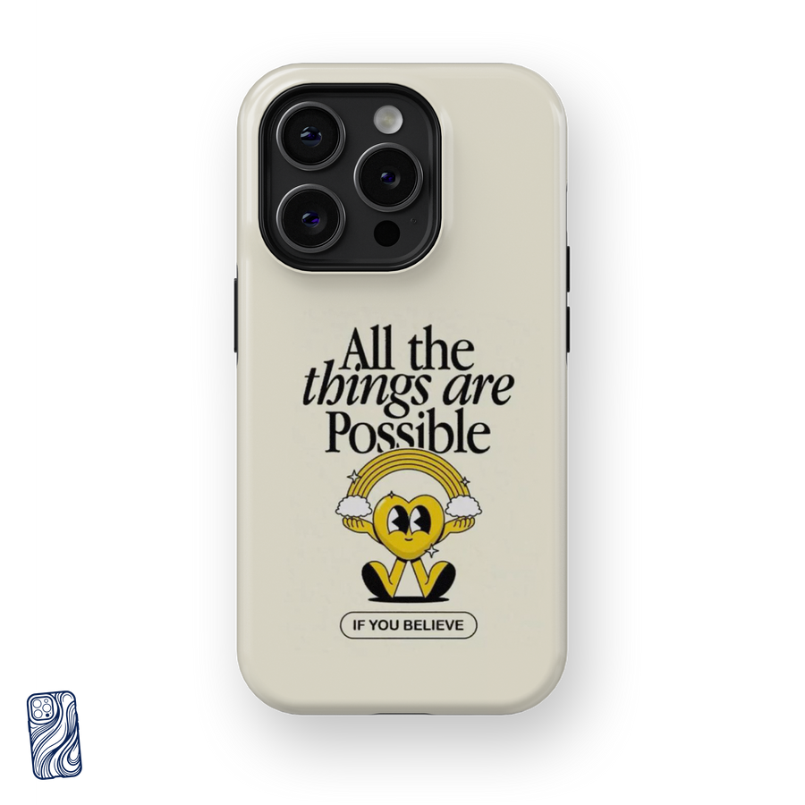 All Things Possible Vanilla Cream premium iPhone case from the CoverShell Smile Club Collection