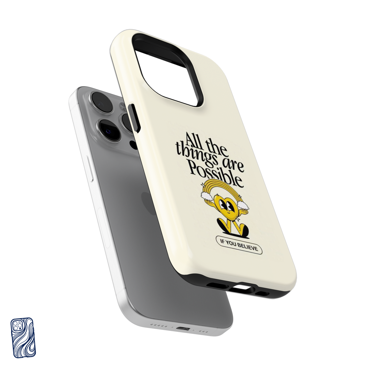 All Things Possible Vanilla Cream CoverShell iPhone case shown separated from iPhone