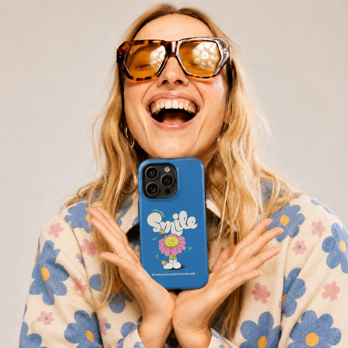 Always Smile - Joyful Blue | Premium iPhone Case